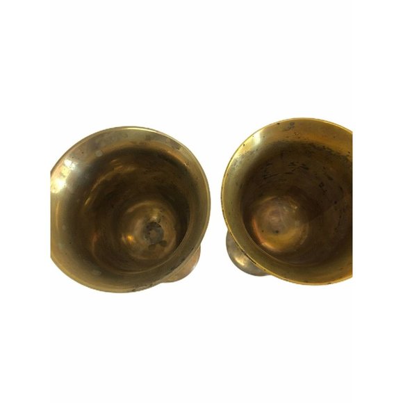 Brass Goblets Decorative Wine Cups Chalice Stem Glasses Set Of 2 Weddings - Picture 7 of 9